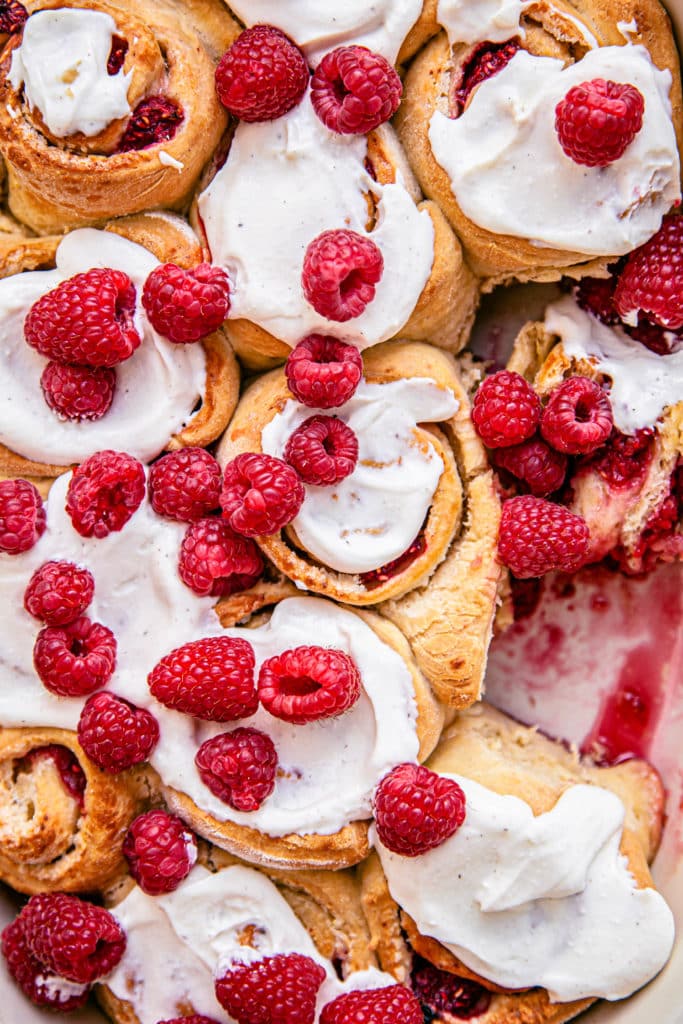 Raspberry Lemon Rolls with Ricotta Cream
